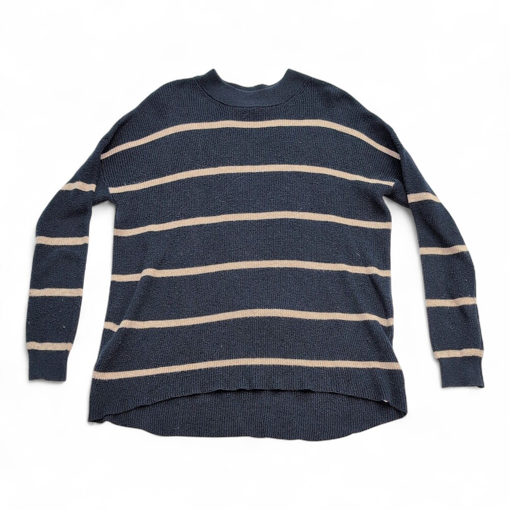 American Eagle Navy Striped Crewneck Sweater XS